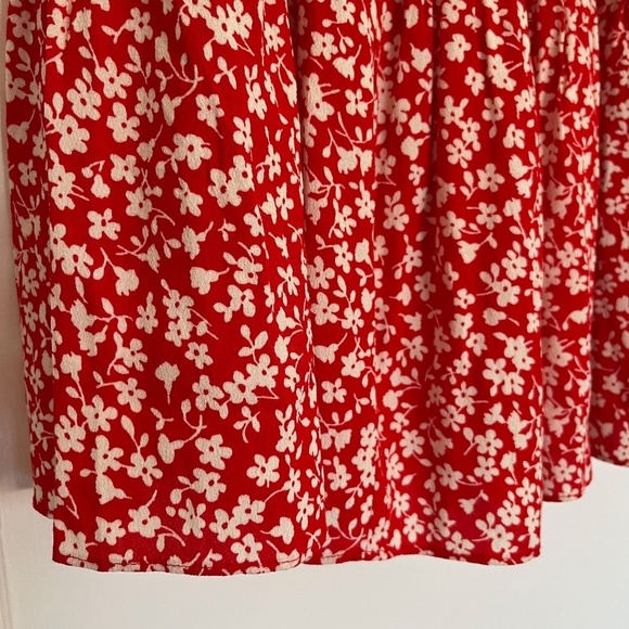 Like new! J Crew Red Floral Tiered Shirtdress | Size Small - Picture 7 of 11